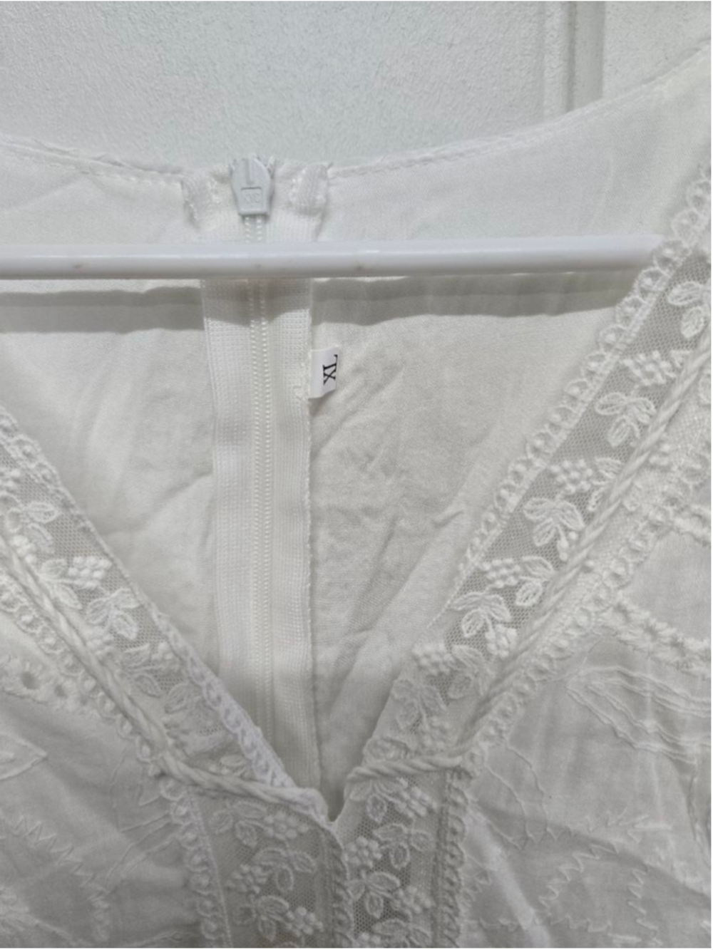 Women's Boho Dress White Eyelet Mini Dress XL - Picture 5 of 9